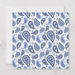 Intricate Blue Floral Paisley Print Design Card