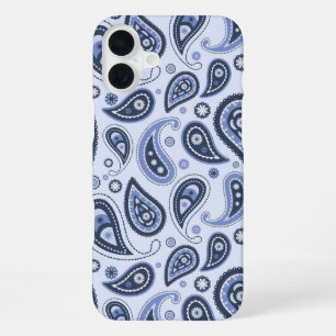 Intricate Blue Floral Paisley Print Design iPhone 16 Plus Case