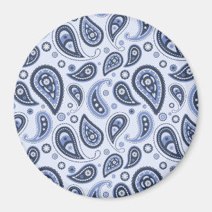 Intricate Blue Floral Paisley Print Design Magnet