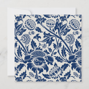 Intricate blue floral pattern on light background thank you card