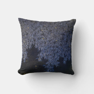 Intricate Blue Hue Leafs Golden Spots Homedecor Cushion