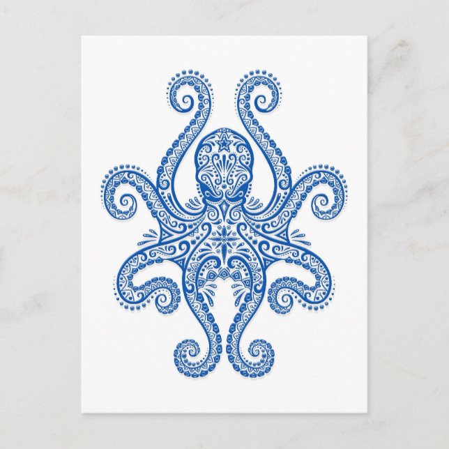 Intricate Blue Octopus Postcard (Front)