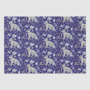 Intricate Blue Rabbit Bird Morris Style Pattern Tissue Paper