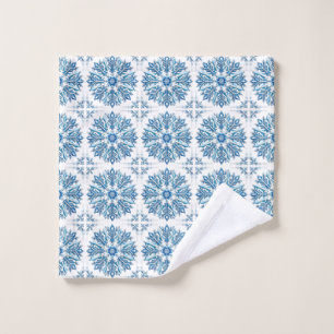 Intricate Blue Snowflake Design  Wash Cloth