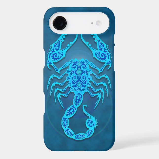Intricate Blue Tribal Scorpio Case-Mate iPhone Case (Back)