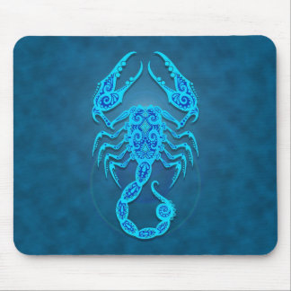 Intricate Blue Tribal Scorpio Mouse Pad