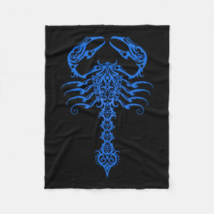 Intricate Blue Tribal Scorpion Fleece Blanket