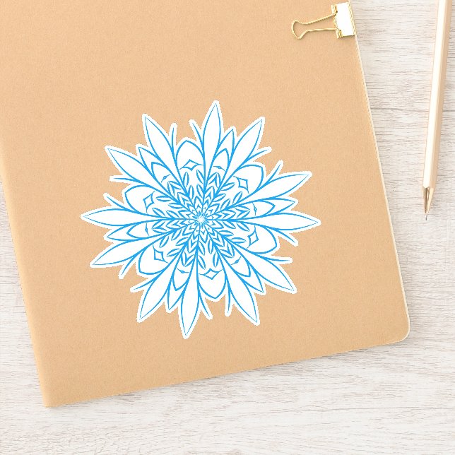 Intricate Blue Winter Mandala Snowflake (Notebook)