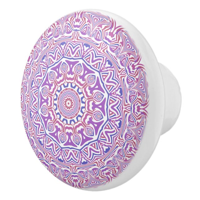 Intricate Bold Groovy Boho Hippie Abstract Mandala Ceramic Knob (Right)