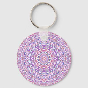 Intricate Bold Groovy Boho Hippie Abstract Mandala Key Ring