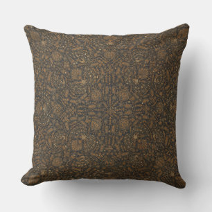 Intricate Brown & Black Batik Throw Pillow