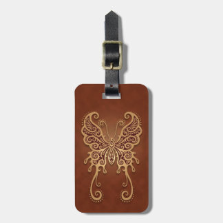 Intricate Brown Butterfly Luggage Tag