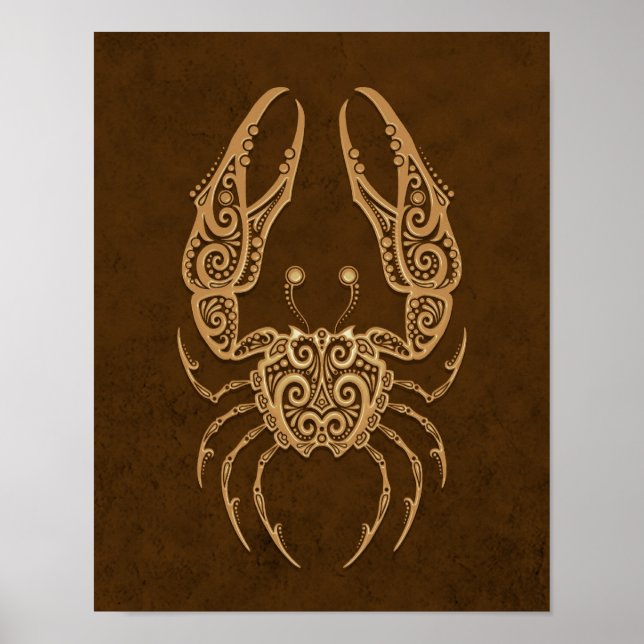 Intricate Brown Cancer Zodiac Poster (Front)