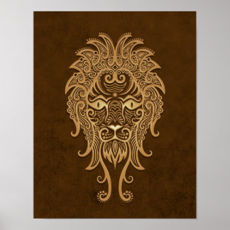 Intricate Brown Leo Zodiac Poster