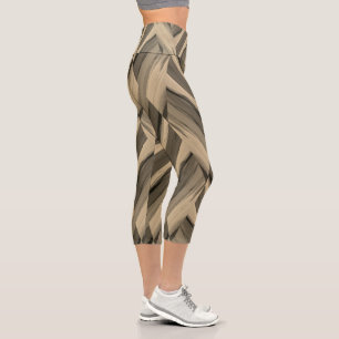 Intricate Brown Marble Pattern Capri Leggings