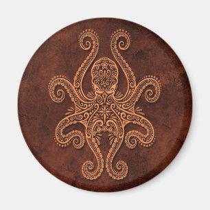 Intricate Brown Stone Octopus Magnet