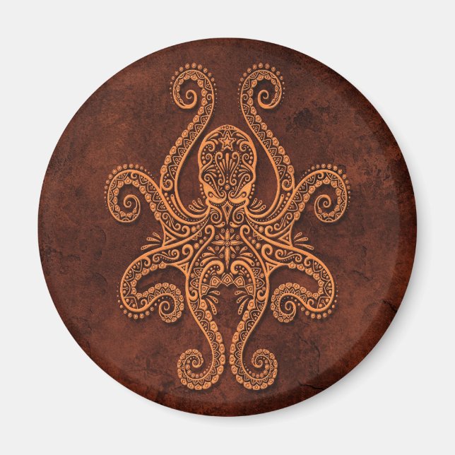 Intricate Brown Stone Octopus Magnet (Front)