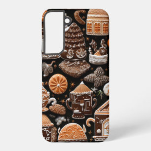 INTRICATE BROWN & WHITE HOLIDAY GINGERBREAD COOKIE SAMSUNG GALAXY CASE
