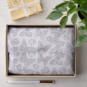 Intricate Butterfly & Garden Beetle Line Art Tissue Paper