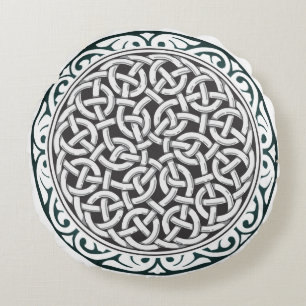 Intricate Celtic Knot Spiral Pattern Decorative Round Cushion