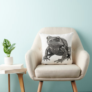 Intricate Celtic Silver Frog Mechanical Sculpture Cushion