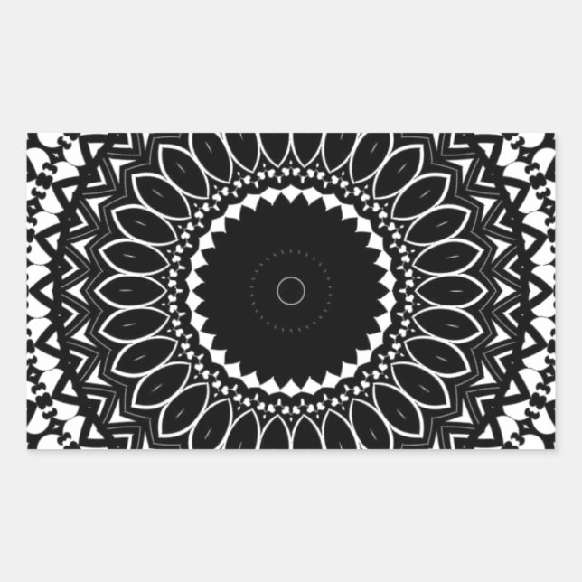 Intricate Colour-it-yourself Kaleidoscopic Pattern Rectangular Sticker (Front)