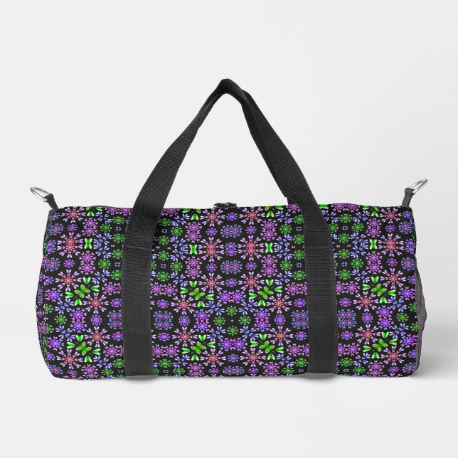 Intricate Colourful Mandala Pattern Duffle Bag (Front)