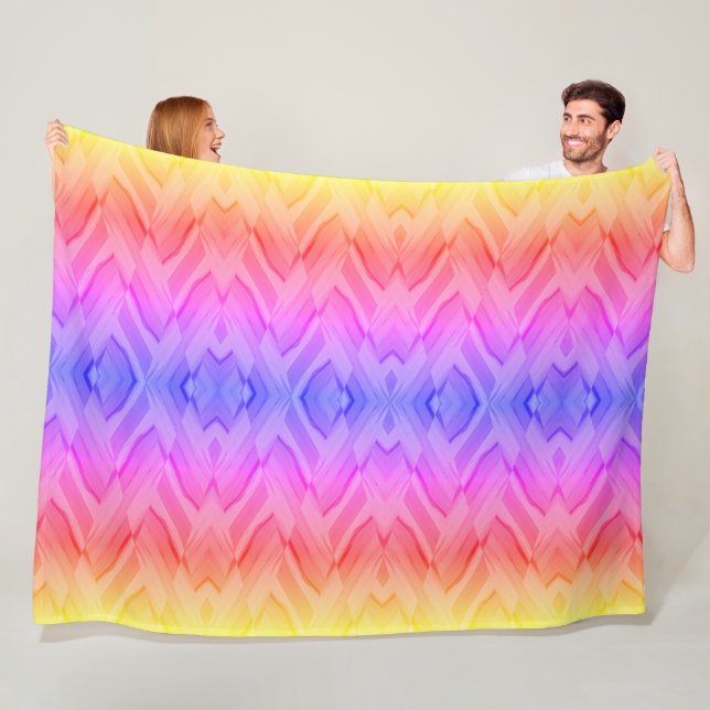 Intricate Coral and Pink Hues Marble Pattern Fleece Blanket (In Situ)