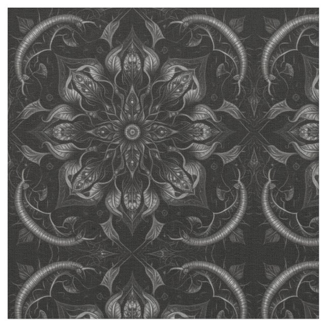 Intricate Dark Gothic Organic Pattern Fabric (Close Up)