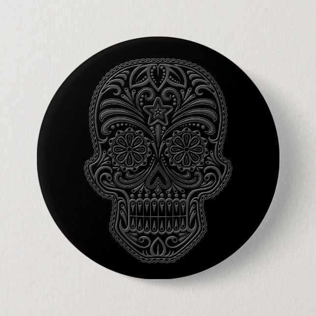 Intricate Dark Sugar Skull 7.5 Cm Round Badge (Front)