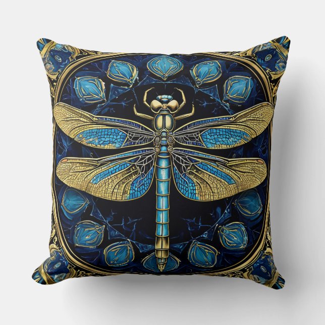 Intricate Dragonfly Artwork Cushion (Front)