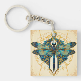 Intricate Dragonfly Artwork Key Ring