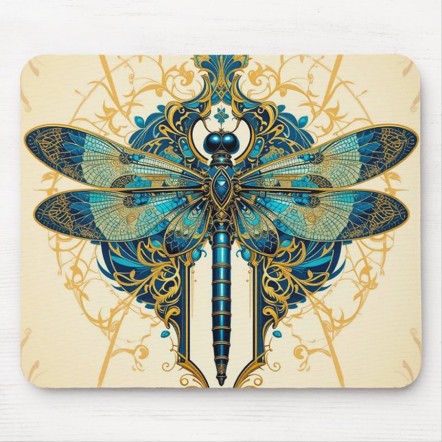 Intricate Dragonfly Artwork Mouse Pad (Front)