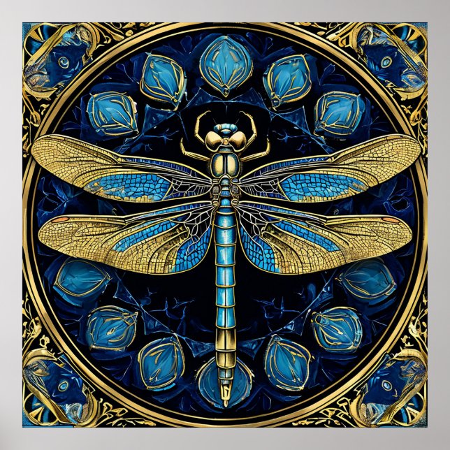 Intricate Dragonfly Artwork Poster (Front)