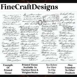Intricate Elegant Cursive Writing  AF2 Decoupage Tissue Paper