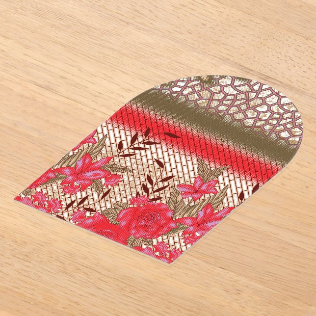 Intricate fabric design featuring floral patterns  acrylic invitations (Laydown)