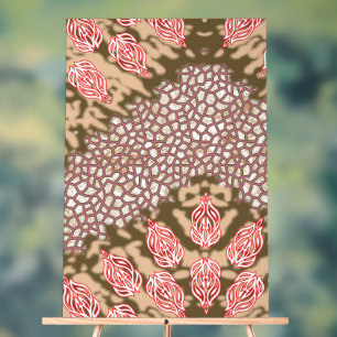 Intricate fabric design featuring floral patterns  acrylic sign