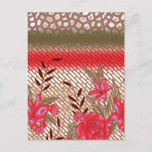Intricate fabric design featuring floral patterns announcement postcard