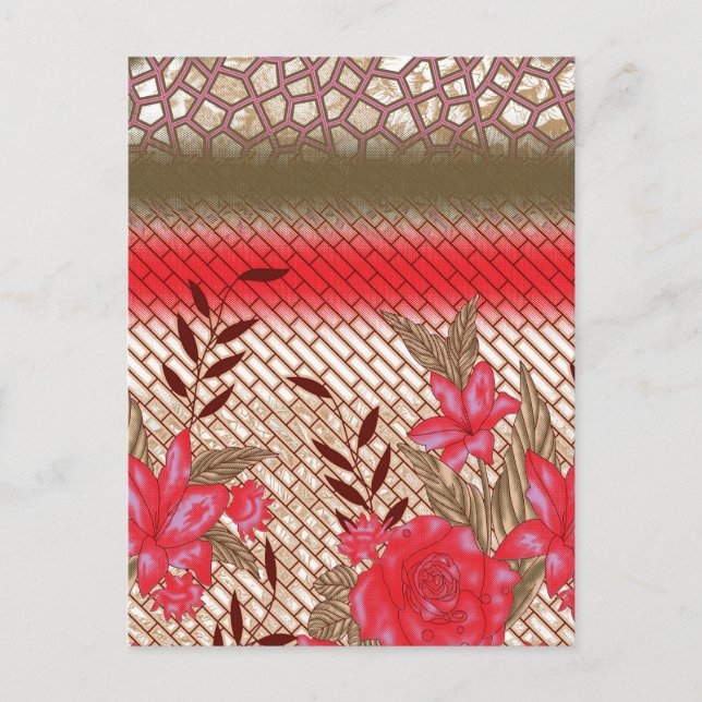 Intricate fabric design featuring floral patterns  announcement postcard (Front)