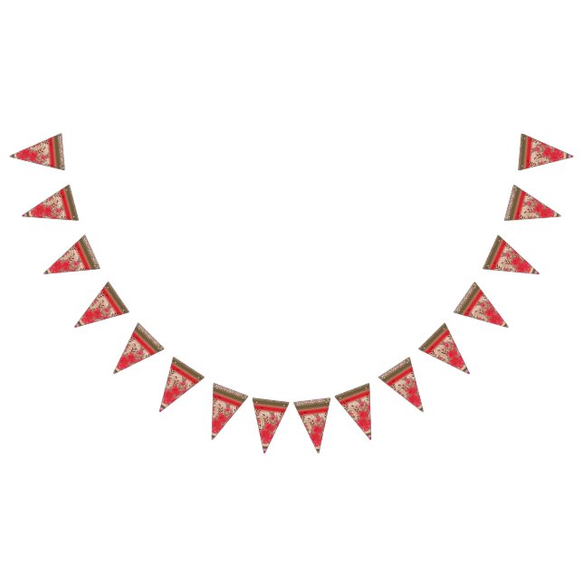 Intricate fabric design featuring floral patterns  bunting  (All)