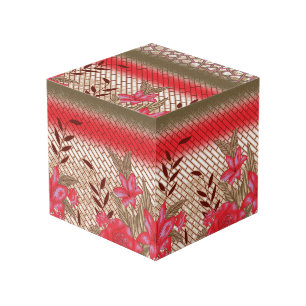 Intricate fabric design featuring floral patterns cube
