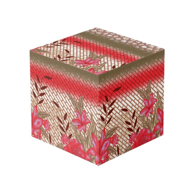 Intricate fabric design featuring floral patterns  cube (Front Angled)