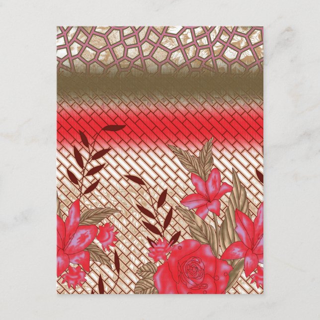 Intricate fabric design featuring floral patterns  enclosure card (Front)