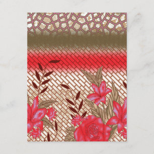 Intricate fabric design featuring floral patterns  enclosure card