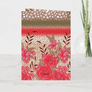 Intricate fabric design featuring floral patterns foil greeting card