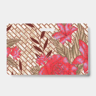 Intricate fabric design featuring floral patterns ID badge