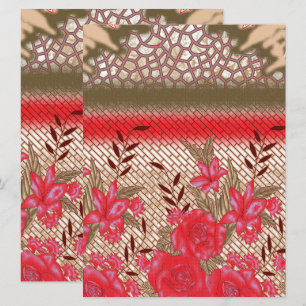 Intricate fabric design featuring floral patterns  invitation