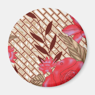 Intricate fabric design featuring floral patterns  magnet