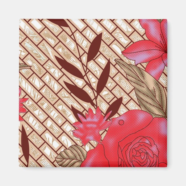 Intricate fabric design featuring floral patterns  magnet (Front)