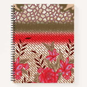 Intricate fabric design featuring floral patterns  notebook